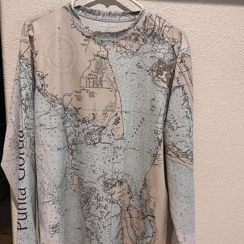 A1A Outfitters Florida Map Shirt Mens long sleeve fishing/sun shirt